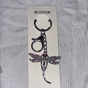 Dragonfly Keychain/Bag Charm with Pink Accents